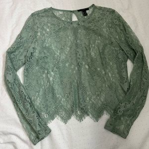 GREEN LACE TOP